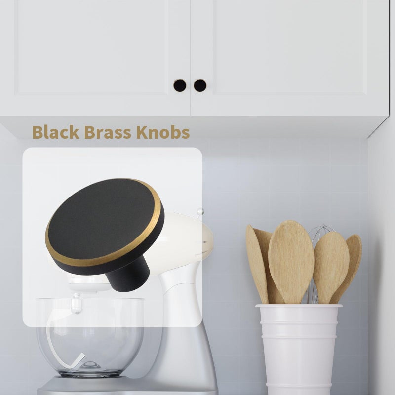 Mcredy Cabinet Handles Black Round Drawer Knobs Pulls 1.1 Inch Simple Dresser Door Knobs with Screws for Kitchen Bathrooms Drawer, 2 Packs - Image 4